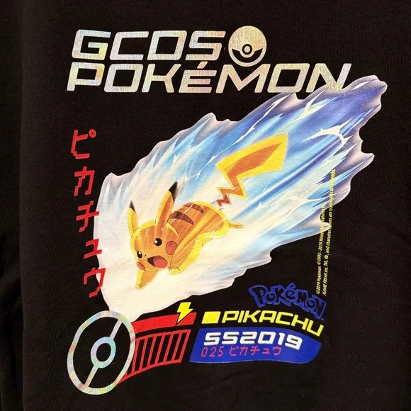 GCDS Pokémon Pikachu Print Black Sweatshirt, Small